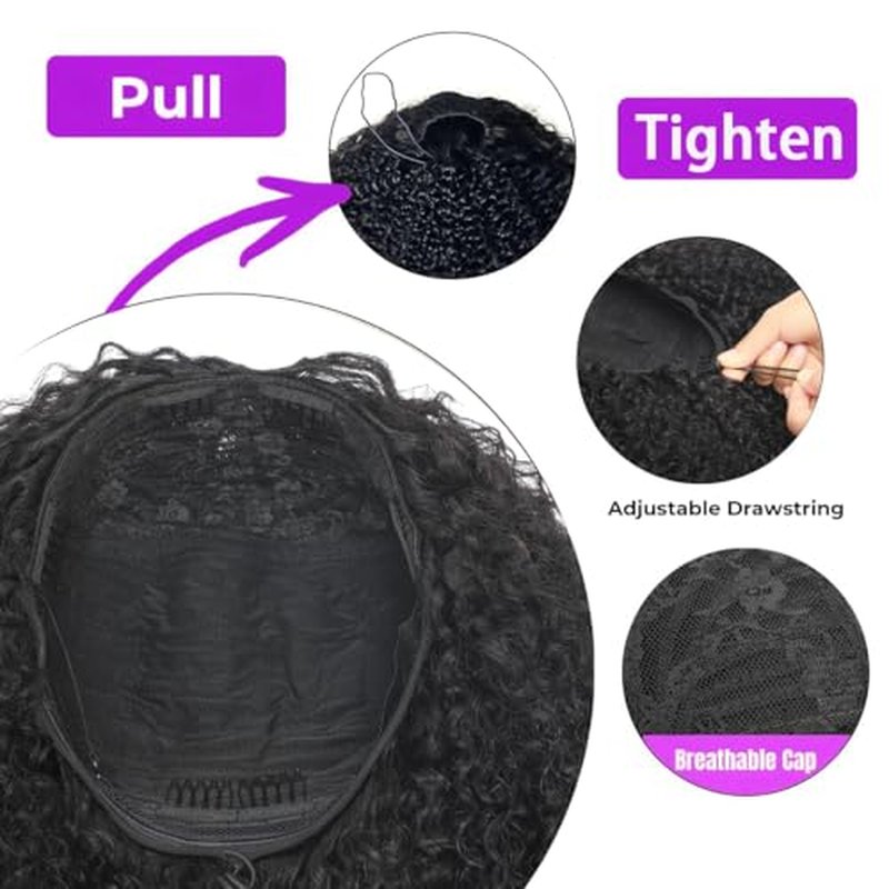 Half Wig Headband Wig 180% Density None Lace Front Headband Wigs for Black Women 3 In 1 Gluless Wigs 18 Inch