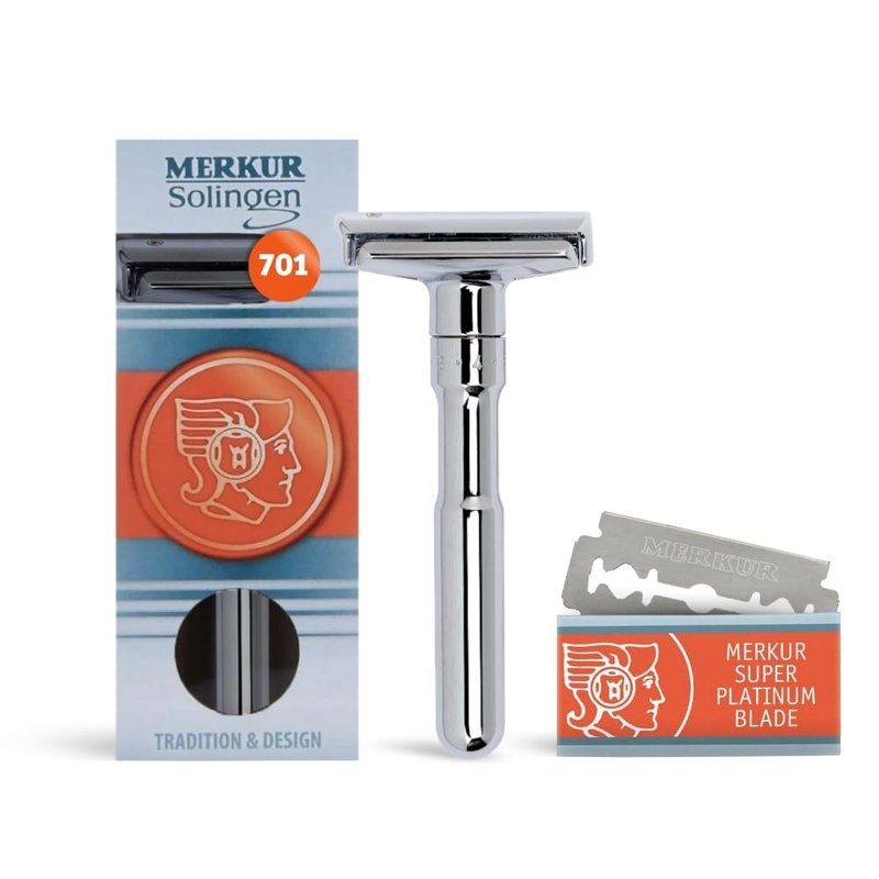 Merkur Futur 701 Adjustable Double Edge Safety Razor - Chrome Finish | Eco-Friendly Design | Precision Dial Adjustment