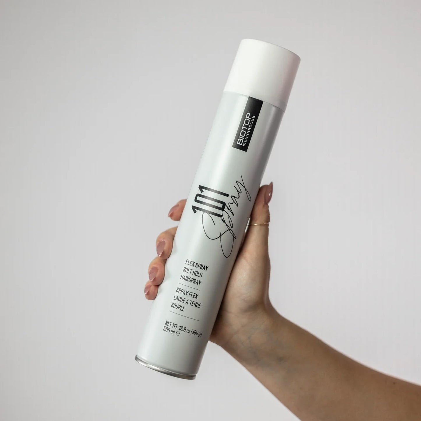 Biotop Professional 101 Flexible Hold Hairspray for Women - Enhances Shine and Tames Frizz & Fly-Aways - Buildable Volume & Texture - Flexible, Touchable Finish Without Stiffness (16.9 oz)