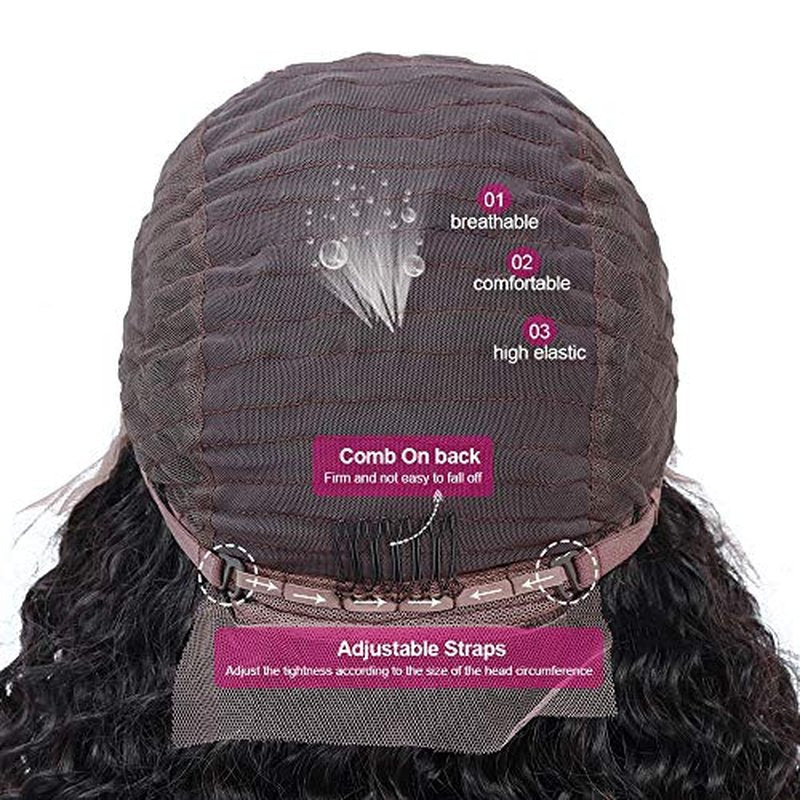 Curly Human Hair Lace Closure Wigs For Black Women Pre Plucked Wet and Wavy Lace Front Wigs Human Hair 4x4 Curly Closure Wigs (20, Natural color)