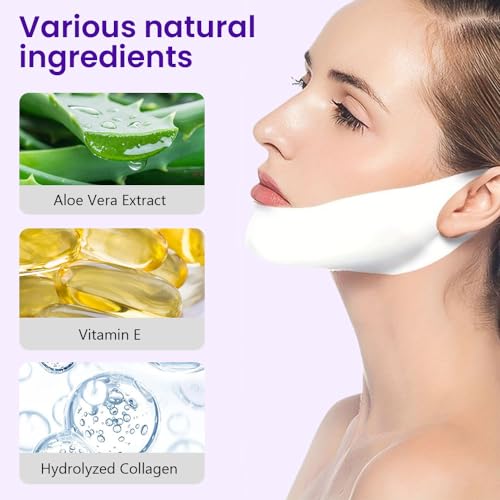 Kaely 8Pcs V Line Lifting Mask,Double Chin Mask,Chin Strap for Double Chin for Women,Face Lift Masks with Collagen,Hydrating Anti-aging