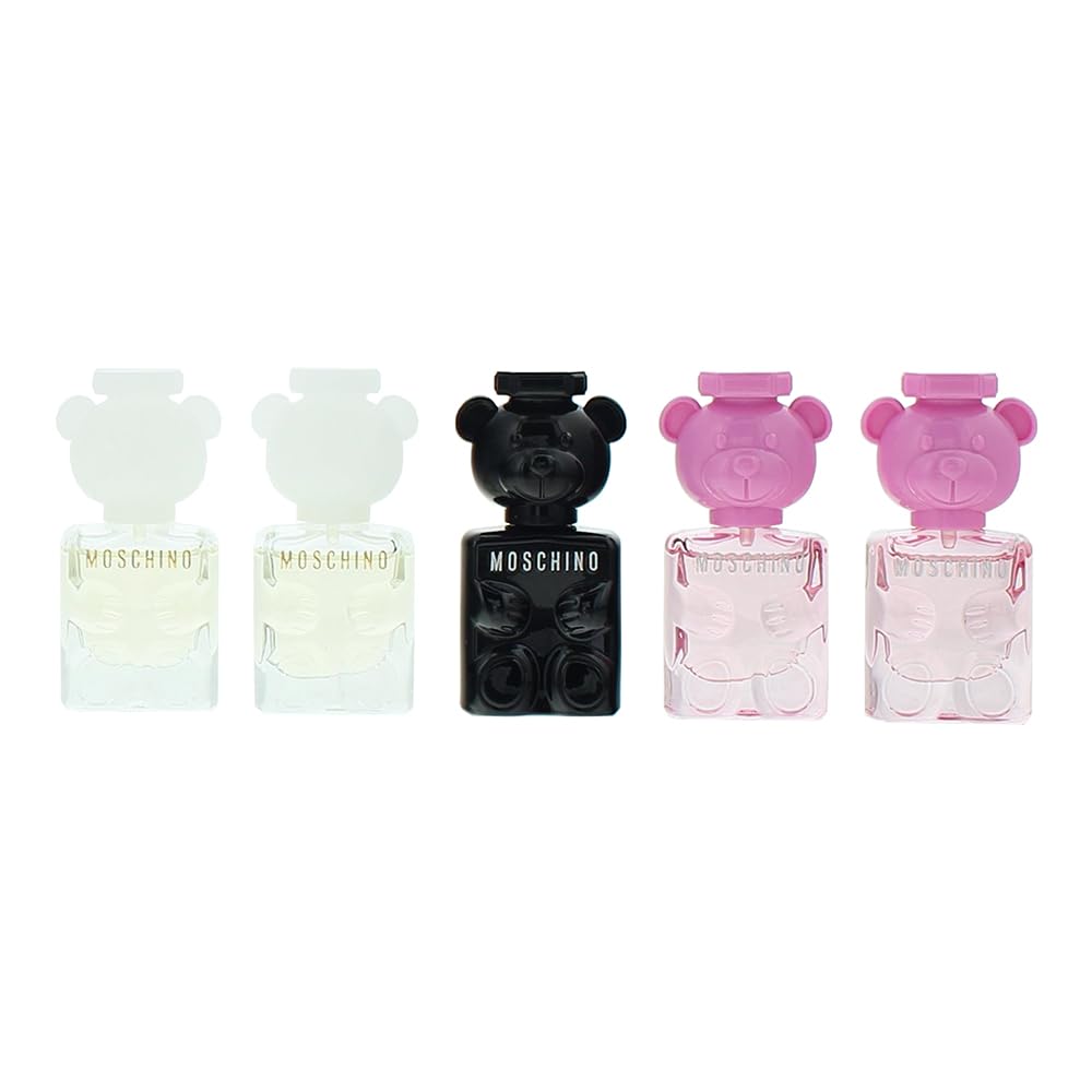 MOSCHINO Toy Mini Gift Set for Women Toy 2 Eau de Parfum Mini Splash 0.17 oz x2, Toy 2 Bubblegum eau de toilette mini splash 0.17 oz x2, Toy Boy Eau de Parfum Mini Splash 0.17 oz