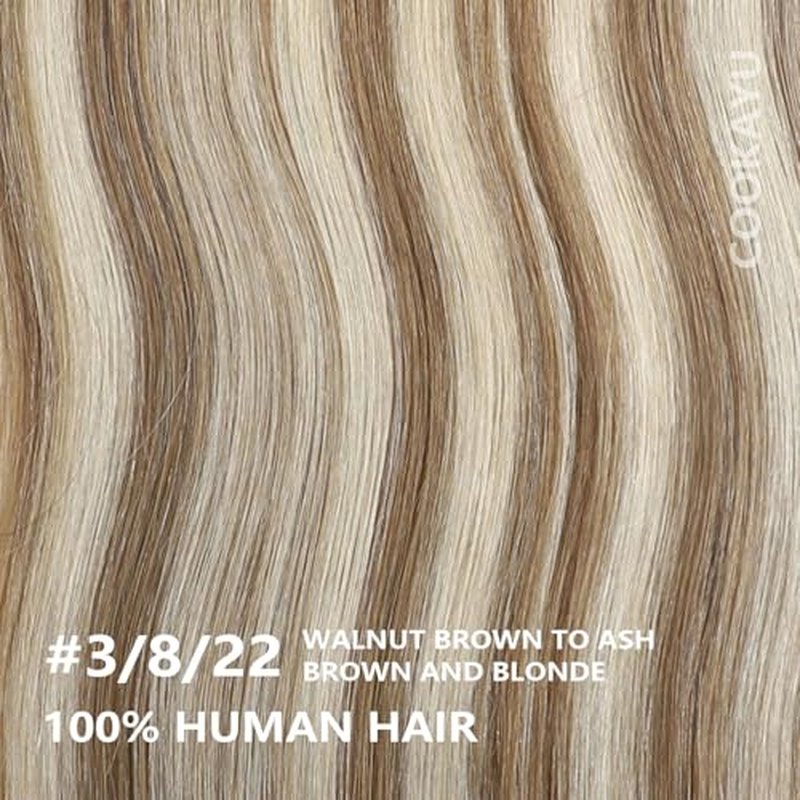 COOKAYU Clip in Hair Extensions Real Human Hair, 20inch 120g 7Pcs 3/8/22 Walnut Brown to Ash Brown and Blonde Hair Extensions Clip in Human Hair Thick Silky Straight Extensions