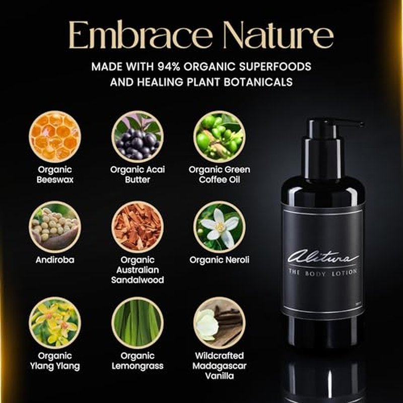 Alitura Naturals Organic Face & Body Lotion ? Anti-Aging Moisturizer with Olive Oil & Acai Butter ? Hydrating Cream for Dry, Sensitive & Aging Skin ? For Men & Women ? 200ml