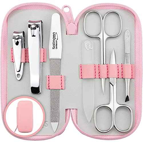 MarQus Manicure Set Men and Women - Nail Care Kit for Men and Women - Solingen Manicure Set made in Germany (except for Czech Glass Nail File and Clippers) - Manicure Kit Solingen