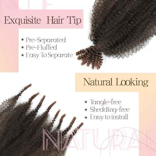 Spring Afro Twist Hair, 20 Inch Springy Marley Twist Braiding Hair Pre-Separated 6 Packs Spring Twist Afro Kinkys Bulk Hair for Soft Locs Crochet Hair Extensions for Black Women (T30, 20inch)