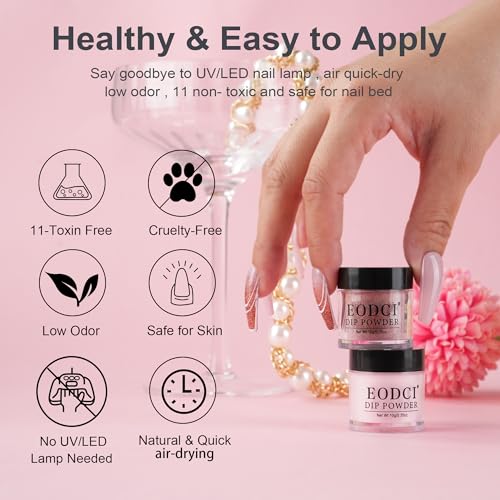 Dip Powder Nail Kit Starter, 6 Colors Glitter Dark Black White Dipping Powder Kit With Base & Top Coat/Activator/Brush Saver, Nail Art Manicure Salon DIY for Daily at Home Party Gifts for Women