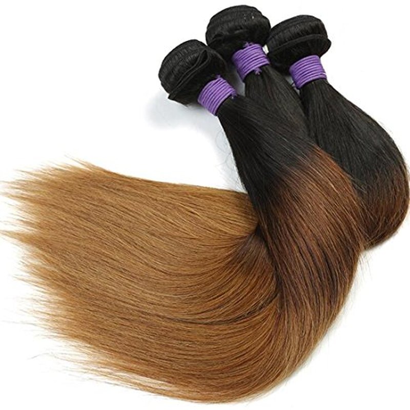14 16 18 Inch Brazilian Virgin Ombre Hair Silky Straight Hair 3 Bundles Weaves Unprocessed Virgin Human Hair Extensions T1B/4/30