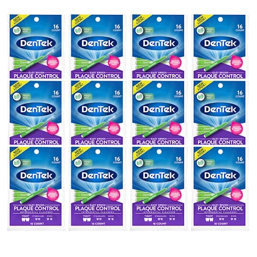 DenTek Easy Brush Fresh Mint Extra Tight Interdental Cleaners 16 Count (Pack of 12)