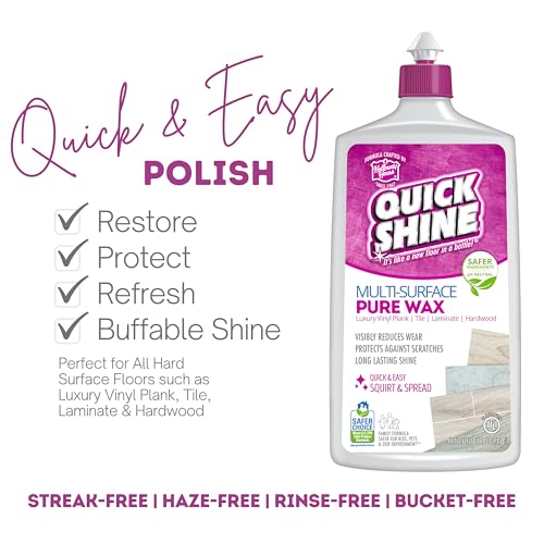 Quick Shine Pure Floor Wax 27oz | A Buffable, Waterproof Finish for Regular and Hardwood Floors | Restore Protect Refresh