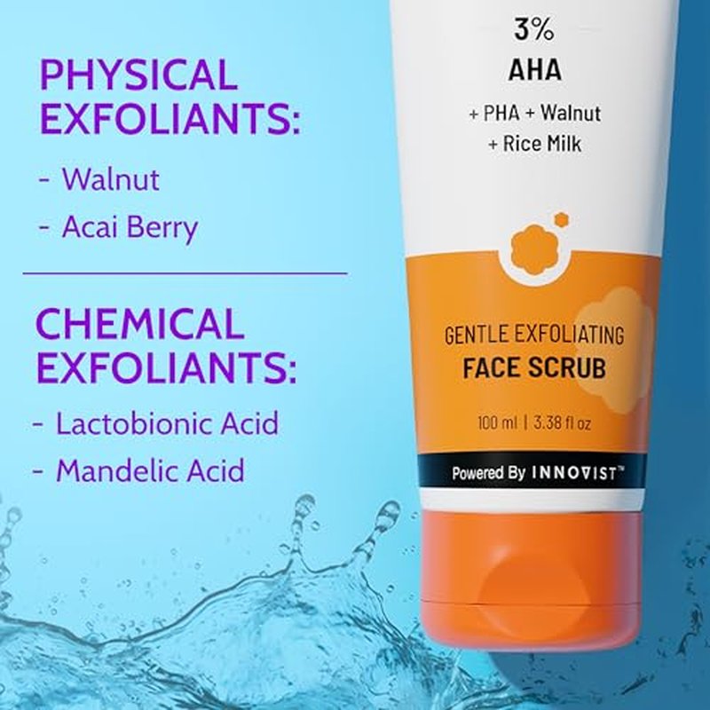 Chemist At Play Gentle Exfoliating Face Scrub with Mandelic Acid & Walnuts | Removes Dead Skin & Blackheads | Detans |Gives Instant Glow| Face Scrub for Women & Men | 100ml