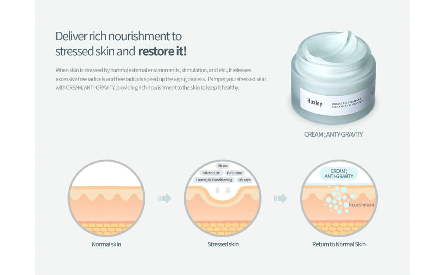 Huxley Secret of Sahara Anti-Gravity Cream, Anti-Aging Hydrating Face Moisturizer, K-Beauty, Organic Prickly Pear Seed Oil and Cactus Extract, Vitamin E, Non-Sticky Balm-Cream | 50 mL / 1.69 fl. oz.