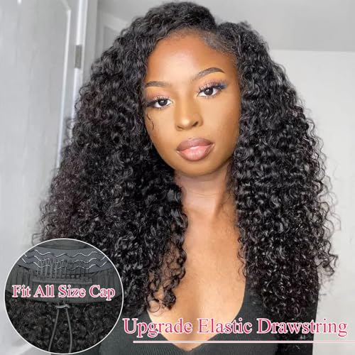 V SHOW V Part Wigs Human Hair Kinky Curly Upgrade Glueless Human Hair V-Part Clip in Wigs No Leave Out, No Glue, No Sew-in, Beginner Friendly 16 inch