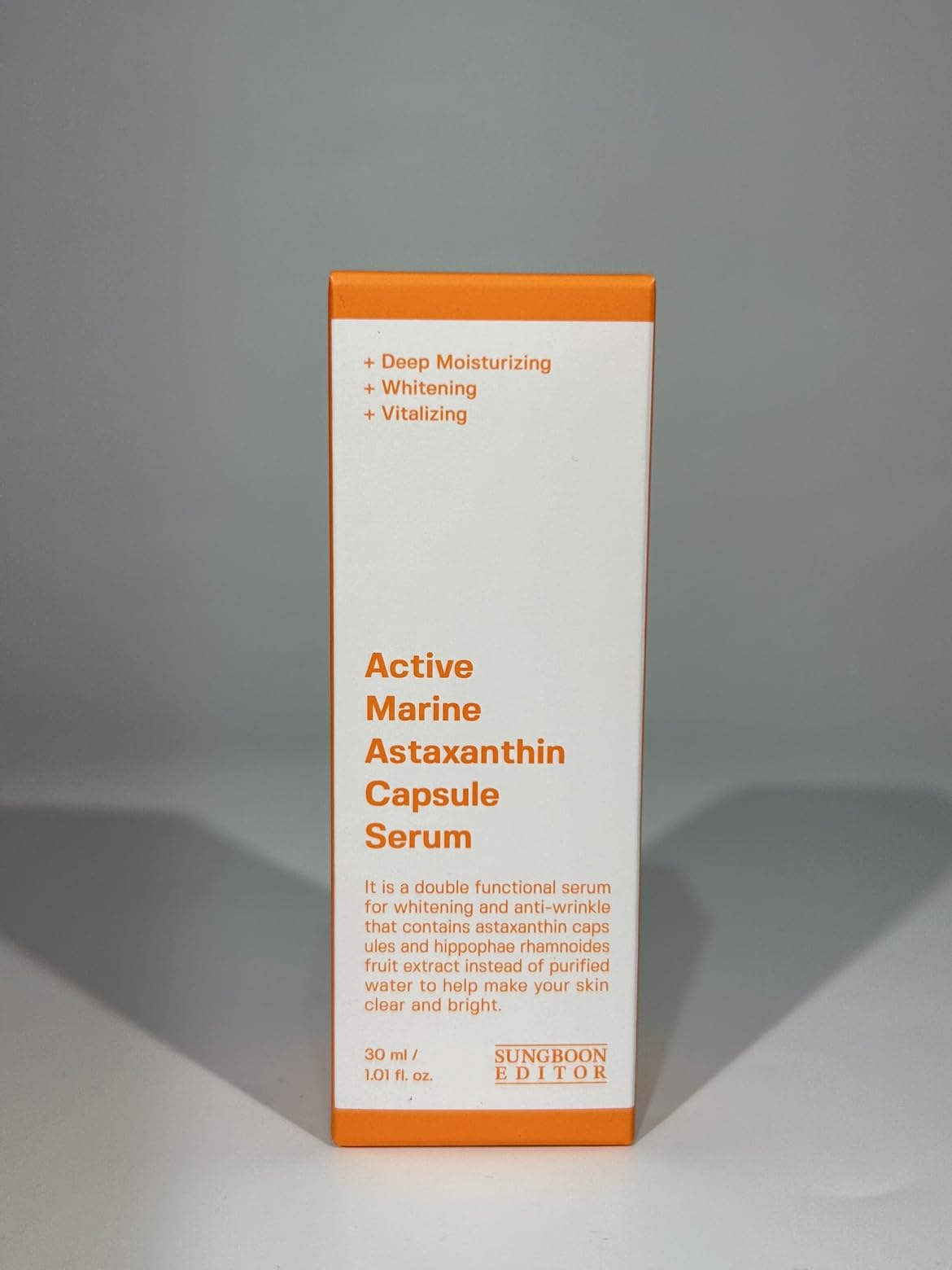 SUNGBOON EDITOR Active Marine Astaxanthin Serum, Niacinamide, Tranexamic Acid, Hyaluronic Acid, Hydrating Serum for Even Skin Tone, Korean Skin Care, 30ml, 1.01 fl.oz