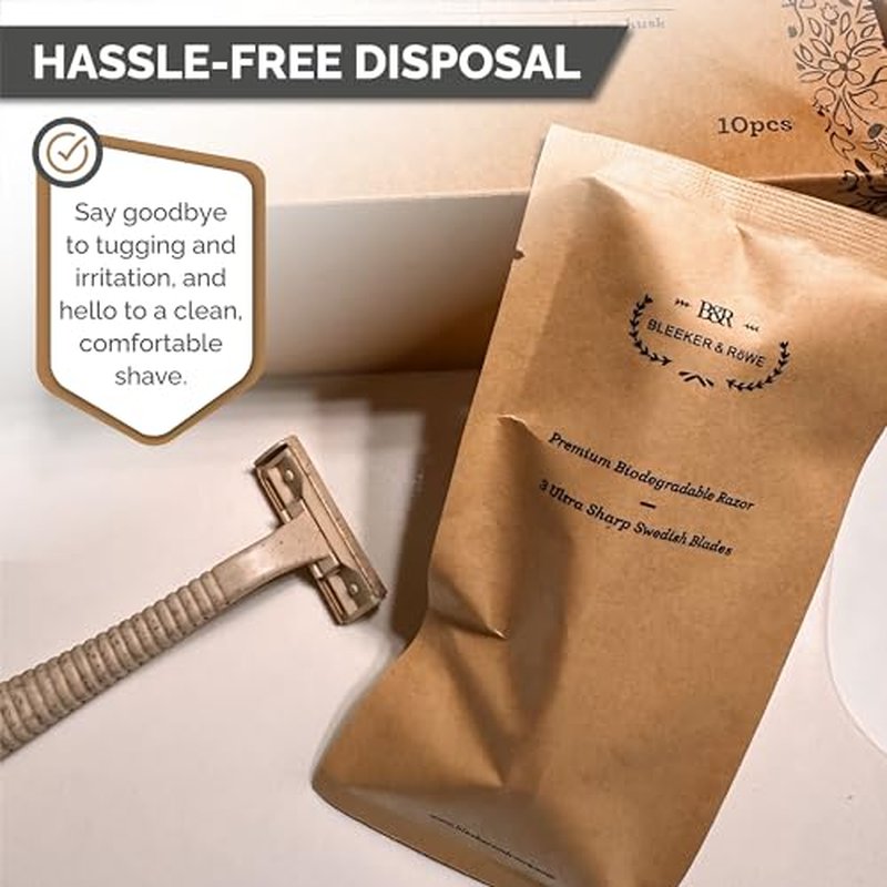 Bleeker and Rowe Eco Friendly Biodegradable Disposable Razors (100)