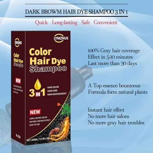 Dark Wine Red Hair Dye Shampoo 3 in 1 for Gray Coverage, Long-Lasting Hair Color Shampoo for Women & Men, Champu Para Canas Mujer Easy to Use At Home 500ML