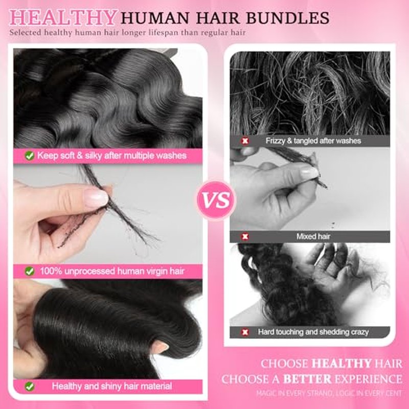 12A Human Hair Bundles 34 Inch Body Wave Bundles Human Hair 100% Unprocessed Quick Weave Single Bundle Real Human Hair Extensions Natural Color