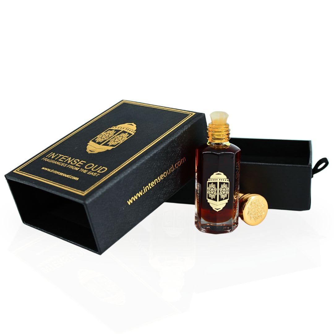 INTENSE OUD Gold Saffron Long Lasting Arabian Perfume Oils for Women 12ML (0.40 OZ) Fragrance Oil With Saffron, Amber & Vanilla Notes - Concentrated Perfume Oil & Valentines Day Gift With Black Box