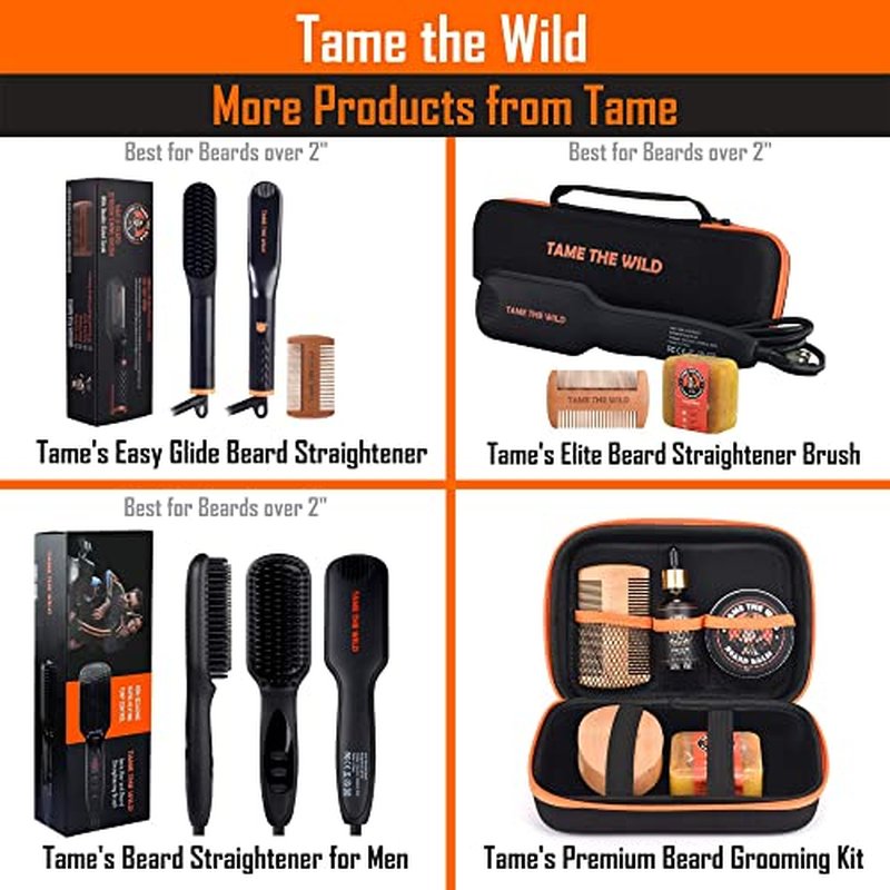 Tame the Wild Beard Straightener with Heat Protectant - Argan Oil, Keratin & Aloe Fortified Spray for Men's Hair & Beard - Large 8.5 Fl Oz Bottle