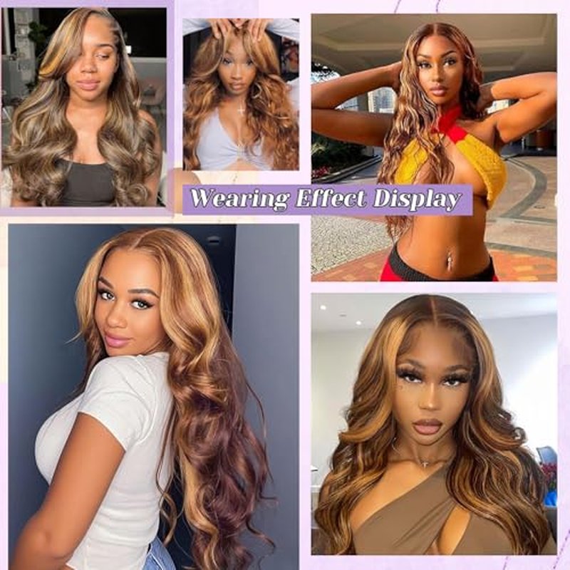 Highlight P4/27 Body Wave Bundles Human Hair 100% Unprocessed Raw Material Body Wave Human Hair Bundle For Quick Weave Double Weft Brown Honey Blonde Piano Color 14 16 18 Inch