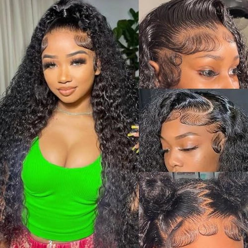13x6 Deep Wave Lace Front Wigs Human Hair HD Lace frontal Curly Human Hair Wig for Black Women 180% Density Wet and Wavy Glueless Wigs Human hair Pre Plucked with Baby Hair