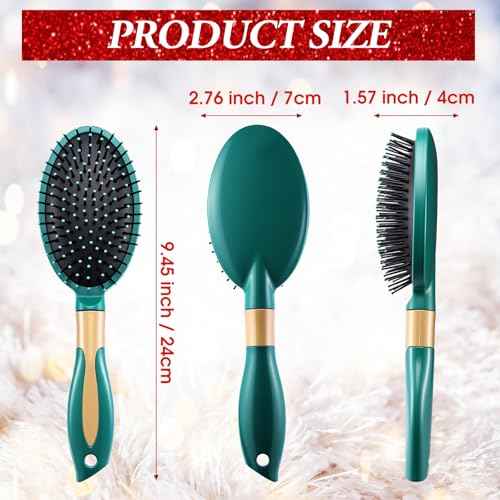Zubebe 14 Pcs Detangler Hair Brush Travel Detangling Red and Green Detangler Brush with Soft Bristles Christmas Gift Bulk for Friends