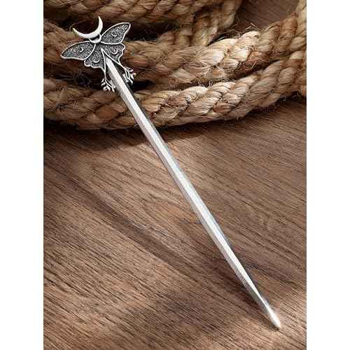 HAQUIL Luna Moth Crescent Moon Hair Clip for Women and Men - Fashion Punk Gothic Hairpin with Moonphase Moth Design, Nickel-free Metal Alloy, Unique Gifts for Jewelry Lovers