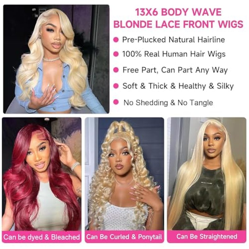 613 13x6 HD Lace Front Wig Human Hair 200 Density 613 Lace Front Wig Human Hair Blonde Wig Straight Lace Frontal Wig Human Hair Pre Plucked 24 Inch