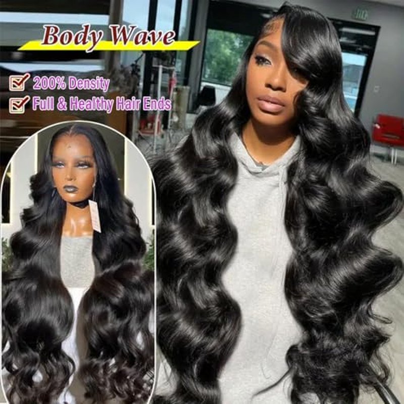Body Wave Lace Front Wigs Human Hair 200% Density Glueless HD Transparent 13¡¿4 Lace Frontal Wigs Human Hair Brazilian Virgin Wig for Women Pre Plucked Bleached Knots with Baby Hair(24 Inch)