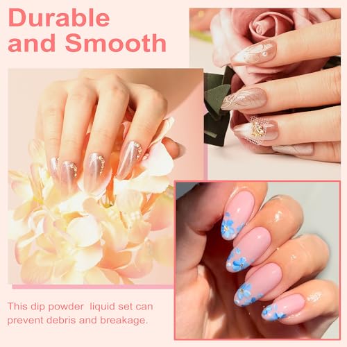 Lavender Violets Dip Powder Liquid Set with Nail Primer, Activator, Base and Top Coat Long Lasting for Dip Powder Nail Kit J781