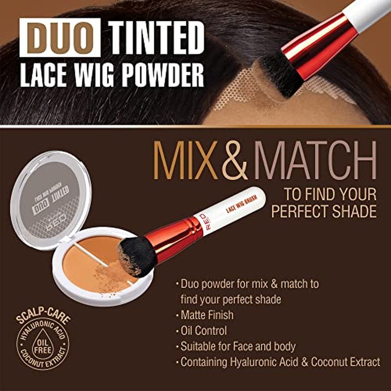 RED by Kiss Lace Wig Brush Tinted Powder Set ? Matte Finish, Oil Control, Lightweight, Long-lasting, Mix & Match Shade Duo