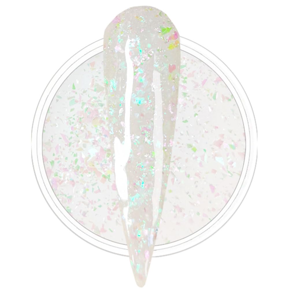OUMISAYA Glow in the dark Holographic Nail Clear Dip Powder Colors 1OZ Pefect Top Coat Powder with opal foils for black nails art
