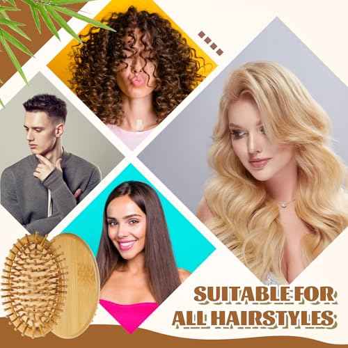 Weysat 12 Pcs Bamboo Hair Brushes Bulk Scalp Massager Natural Wooden Comb Bamboo Bristles Hairbrush Anti Static for Homeless Women Men Massage All Hair Types