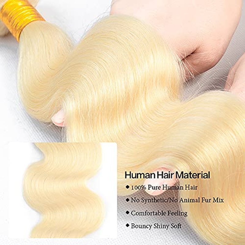 #613 Blonde Bundles Human Hair Body Wave Bundles 18 18 18 Inch Honey Blonde Body Wave Bundle Human Hair Extensions Unproceesed Virgin Hair 100 Gram Per Bundle 3 Bundle