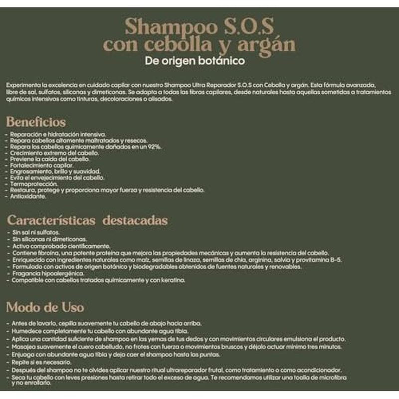 Ritual Botanico Ultra Reparador S.O.S Shampoo con Cebolla y Arg?n | Tratamiento Intensivo Plex con Banano, Aguacate - Kit Colombiano