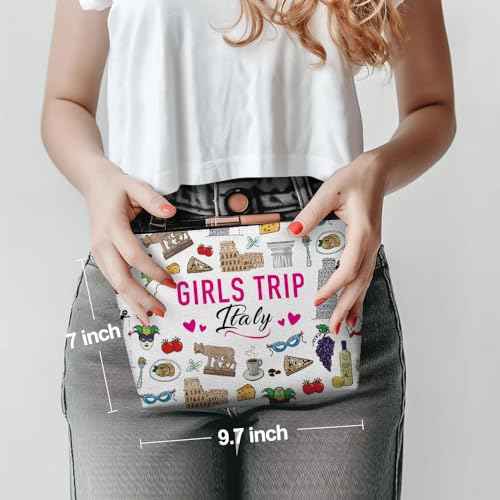 Italian Gifts Makeup Bag, Italy Souvenir Italy Lovers Gift Travel Vacation Cosmetic Bag for Women Bestie Sister Mom Girls Trip Weekend Birthday Christmas Bachelorette Party Friendship Gifts