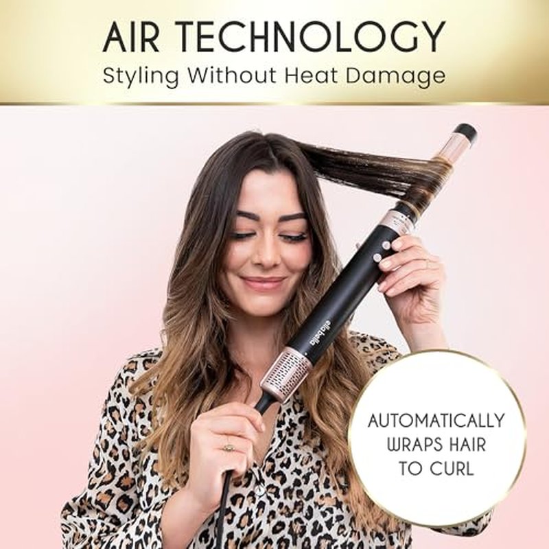 ELLA BELLA¢ç 6 in 1 Professional Hot Air Styler ? Powerful Hair Dryer & Straightener Set ? Styling Without Heat Damage ? Fast Drying Curling Volumizing Straightening ? Includes Protective Travel Case