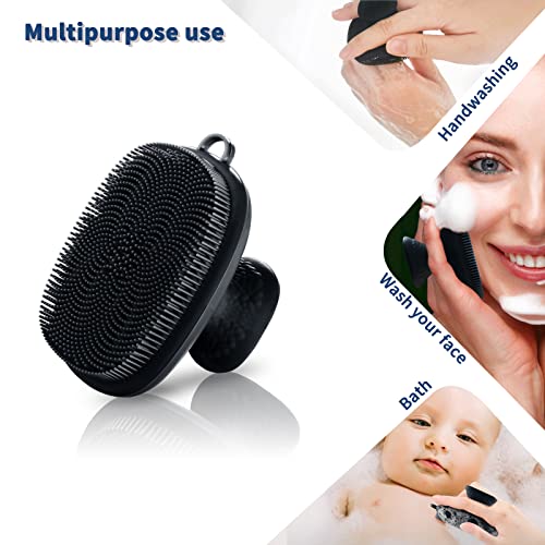 VWMYQ Face Scrubber, Silicone Face Scrubber for Men Facial Cleansing Brush Silicone Face Wash Brush Manual Waterproof Cleansing Skin Care Face Brushes for Exfoliating- Black