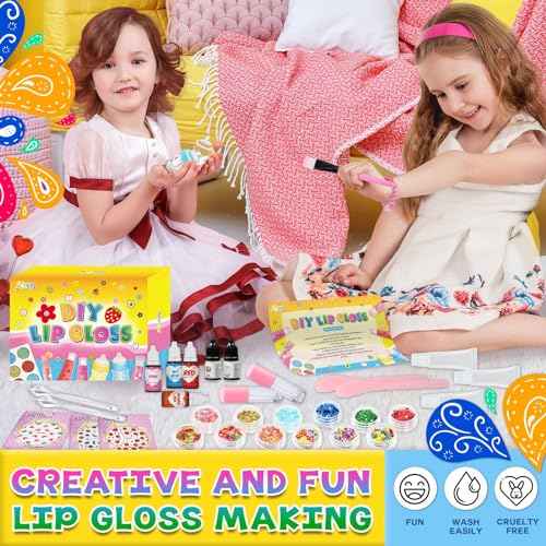 Jcoos Lip Gloss Making Kit, 73PCS Fun Make Your Own Lip Gloss Kit Kids, Beginner, Lipgloss Sets for Girls, DIY Lipstick Set, Moisturizing Lip Oil Base, Gifts for Tween Girls, Teens, Daughters, Women