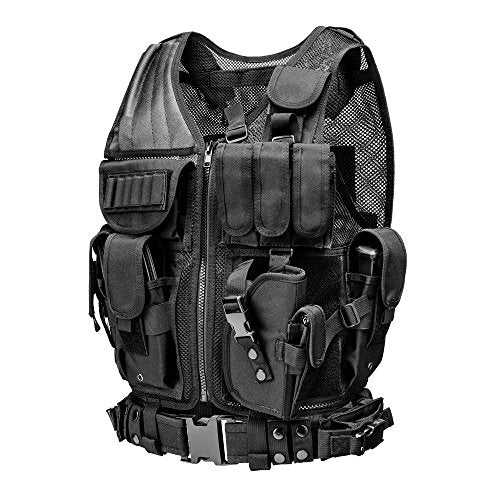 Invenko Modular 900D Tactical Airsoft Paintball Sports Duty Training Game Racing Shooting Hunting Outdoor Guard security Molle Cosplay Vest (Breathable Black)