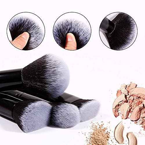 DUcare Makeup Brushes 15Pcs Premium Synthetic Kabuki Makeup Brush Set, Professional Foundation Concealers Powder Blush Blending Face Eye Shadows Black Brush Sets