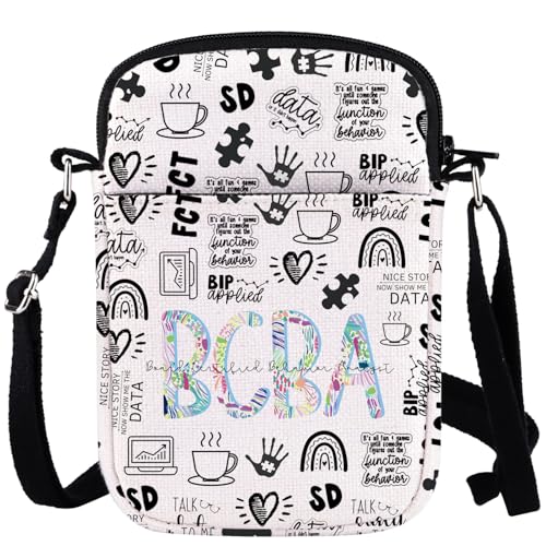 WCGCKO Behavior Therapist Gift Certified Behavior Analyst Gift BCBA Crossbody Purses Bag Messenger Bag For Women (BCBA boa CR)