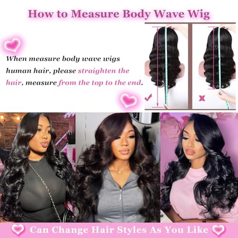 13x6 Lace Front Wigs Human Hair 220 Density Body Wave Lace Front Wigs Human Hair Wigs for Black Women 13x6 HD Lace Frontal Wig Pre Plucked 28 Inch Long Black Wig Body Wave Wig