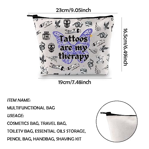 WCGXKO Tattoo Artist Gift Gothic Tattoos Are My Therapy Zipper Pouch Makeup Bag