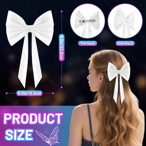 Light up Hair Accessories 7 Colors LED Hair Bow with Veil Rave Hair Clips Glow Hair Barrettes for Wedding