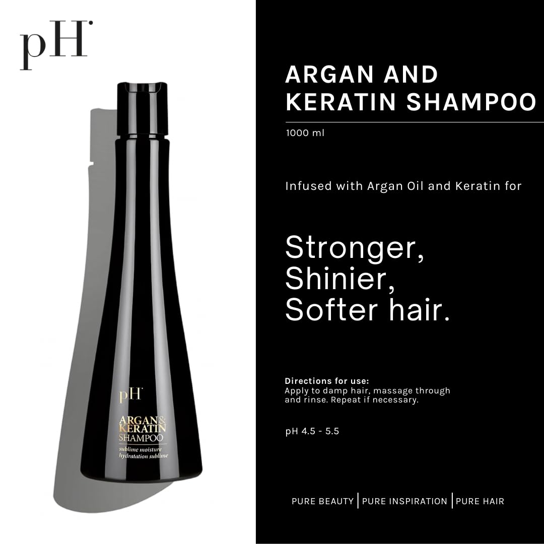 pH PURE HAIR Argan Oil And Keratin Shampoo - Anti-Breakage Moisturizing Shampoo To Repair and Strengthen Tresses For Smooth Healthy Hair - 33.8 Fl Oz