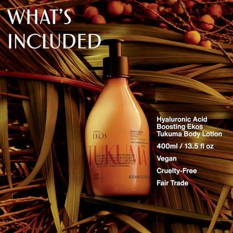 Natura ? Tukum? Hyaluronic Acid Boosting Body Lotion ? Moisturizer for Dry Skin, Improves Texture & Elasticity, Deep Hydration, Vegan Skincare, Brazilian Body Care ? 13.5 fl oz (400ml)