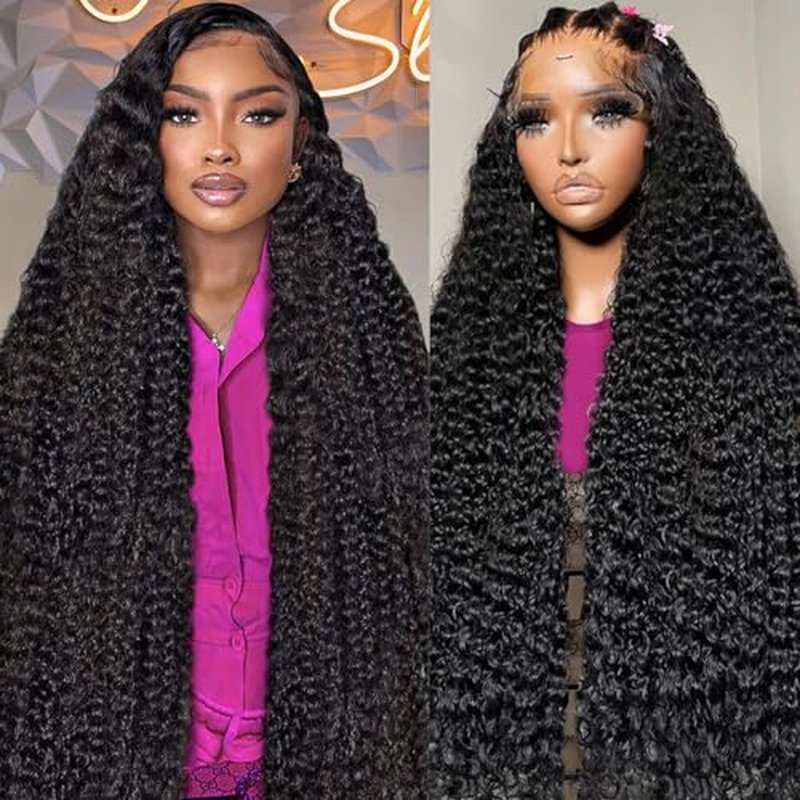 22 Inch Deep Wave Lace Front Wigs Human Hair 13x6 HD Lace Frontal Wigs Human Hair Pre Plucked Natural Color Glueless Wig 180% Density Deep Curly Wigs for Black Women