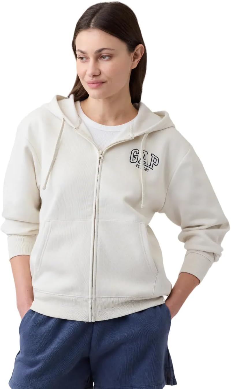 GAP Women's Hooded Logo Full Zip Jacket - Stylish & Comfortable Outerwear