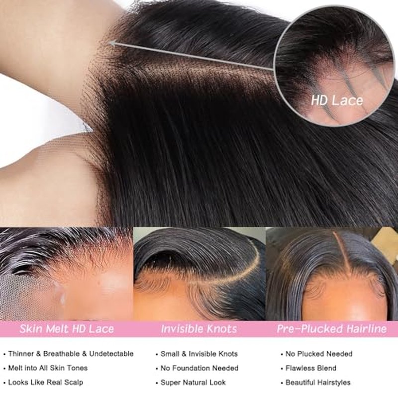 Body Wave Lace Front Wigs Human Hair Pre Plucked 13x6 HD Lace Frontal Wigs Human Hair 180 Density Natural Black Wigs for Women Human Hair Lace Front Wig Transparent Glueless Wigs 30 Inch